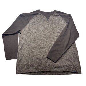 Eddie Bauer Mens XXL brown & Gray Long Sleeve Raglan Shirt outdoor athletic casu